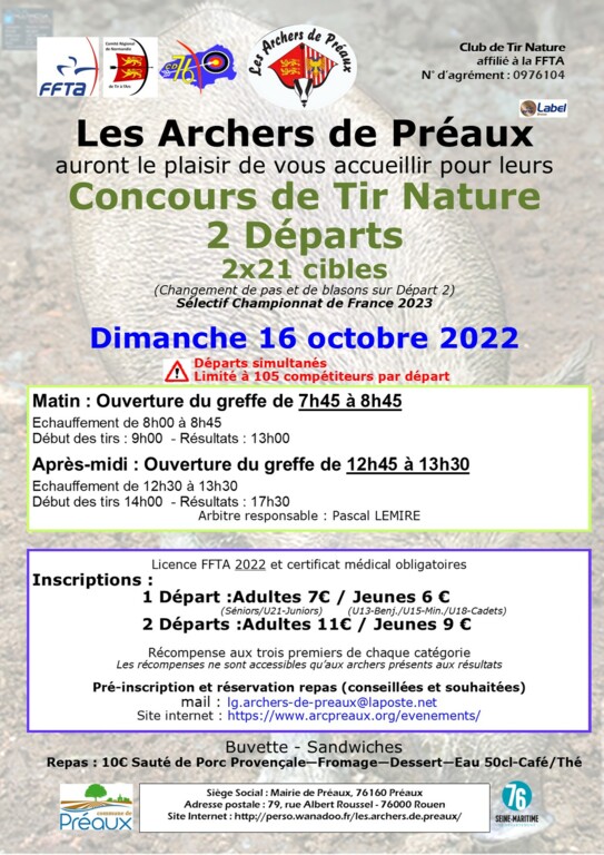 Concours Tir Nature PREAUX - 16/10/2022