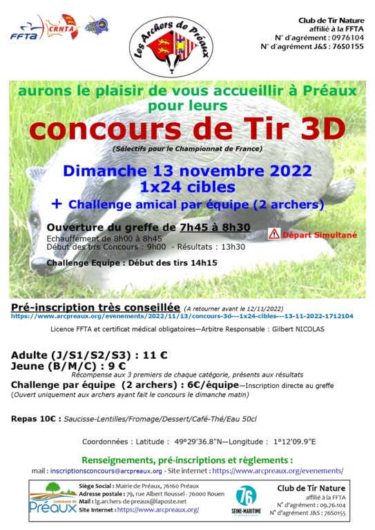 Concours 3D - 1x24 cibles - 13/11/2022